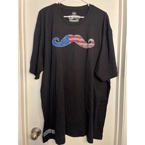 Sorinex Black American Flag Mustache Graphic T-Shirt 4XL Cotton Blend Humor USA